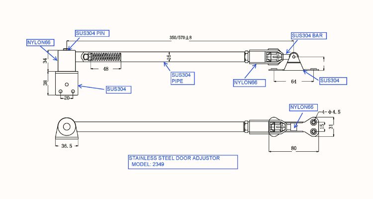 Limitadores de apertura MOD 2349 ROSCAS